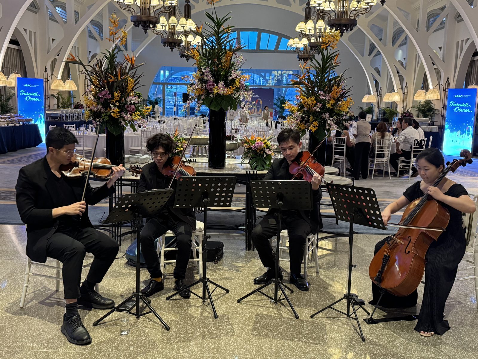 String quartet hire Singapore — APAC corporate farewell dinner luxury ballroom